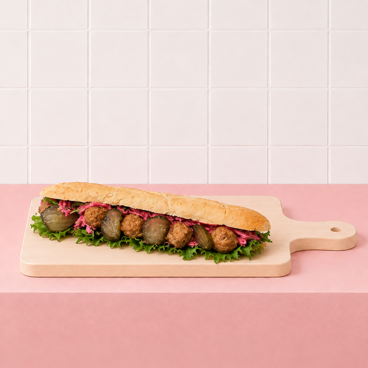 Baguette med köttbullar