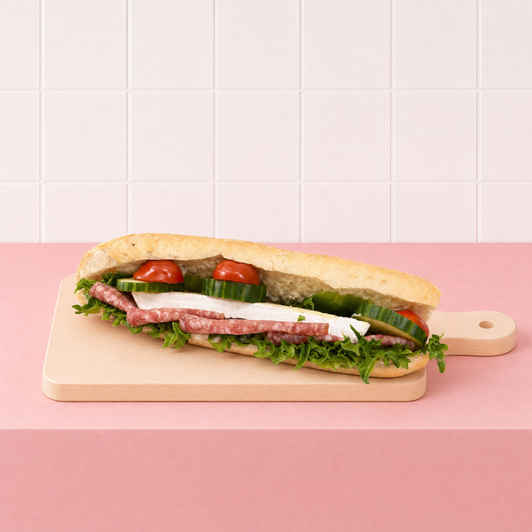 Baguette med salami och brie